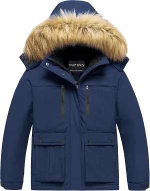 Pursky Girl's Waterproof Ski Jacket Kids Winter Snow Coats Fleece Raincoat Parka