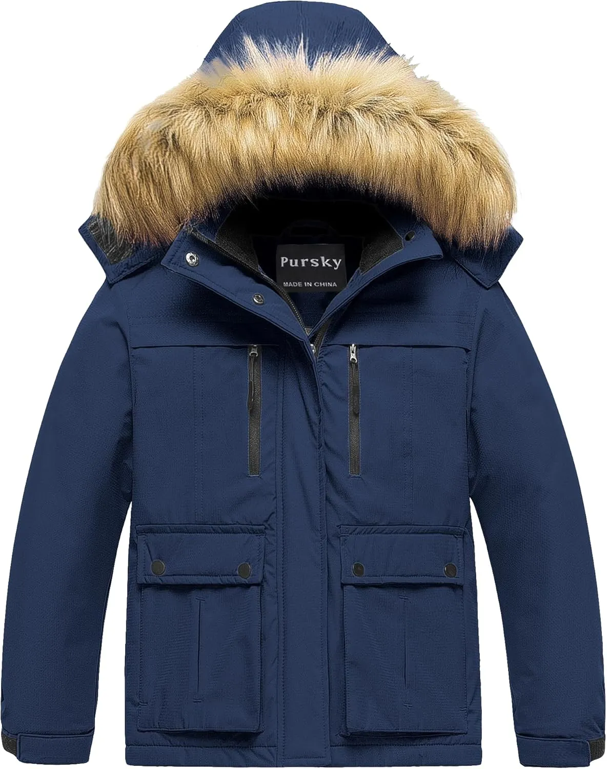Pursky Girl's Waterproof Ski Jacket Kids Winter Snow Coats Fleece Raincoat Parka