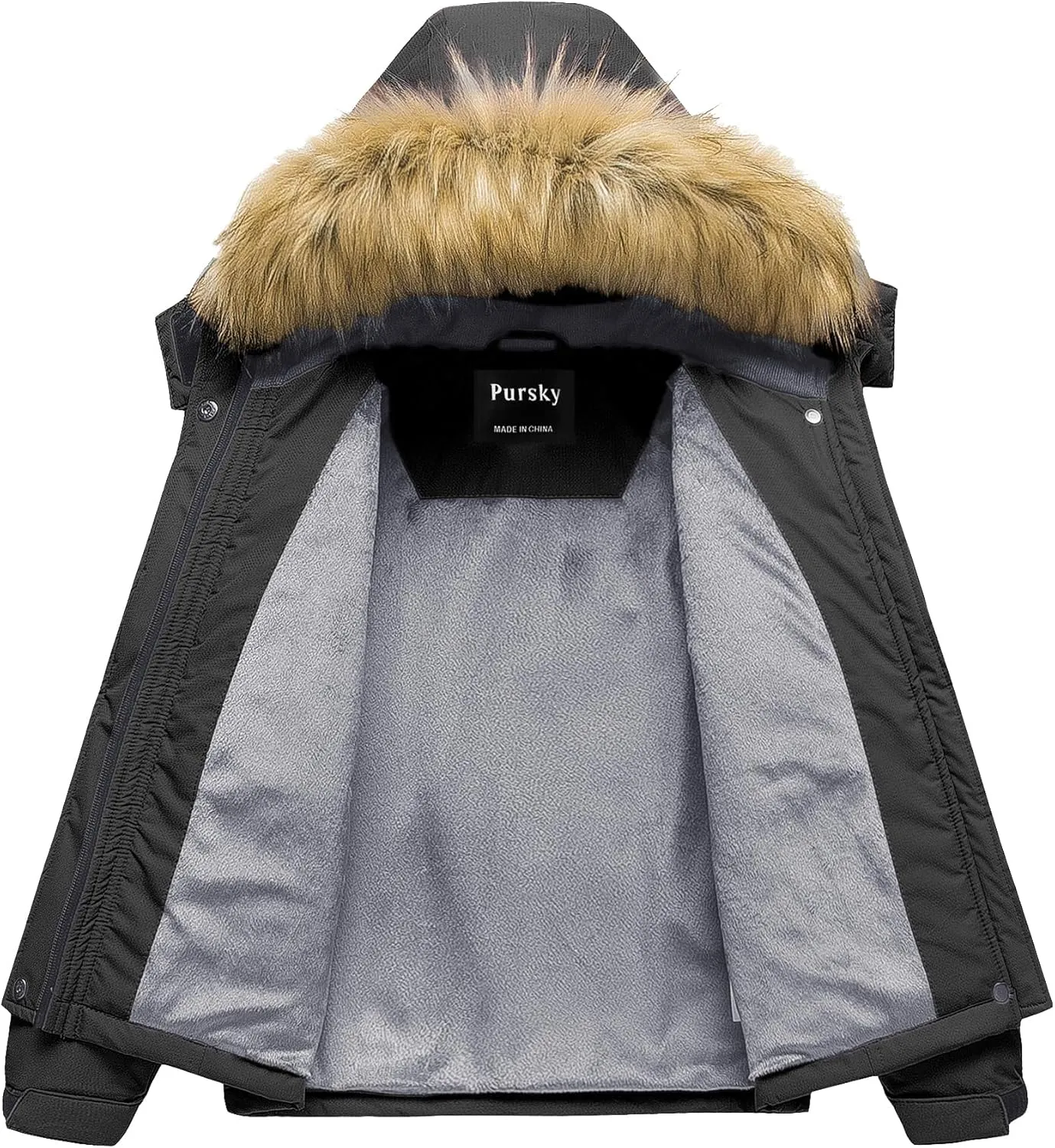 Pursky Girl's Waterproof Ski Jacket Kids Winter Snow Coats Fleece Raincoat Parka