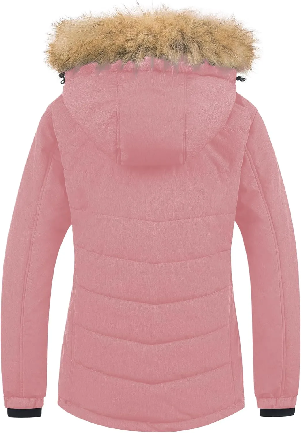 Pursky Women's Waterproof Ski Jacket Winter Puffer Snow Coat Fur Hooded Raincoat
