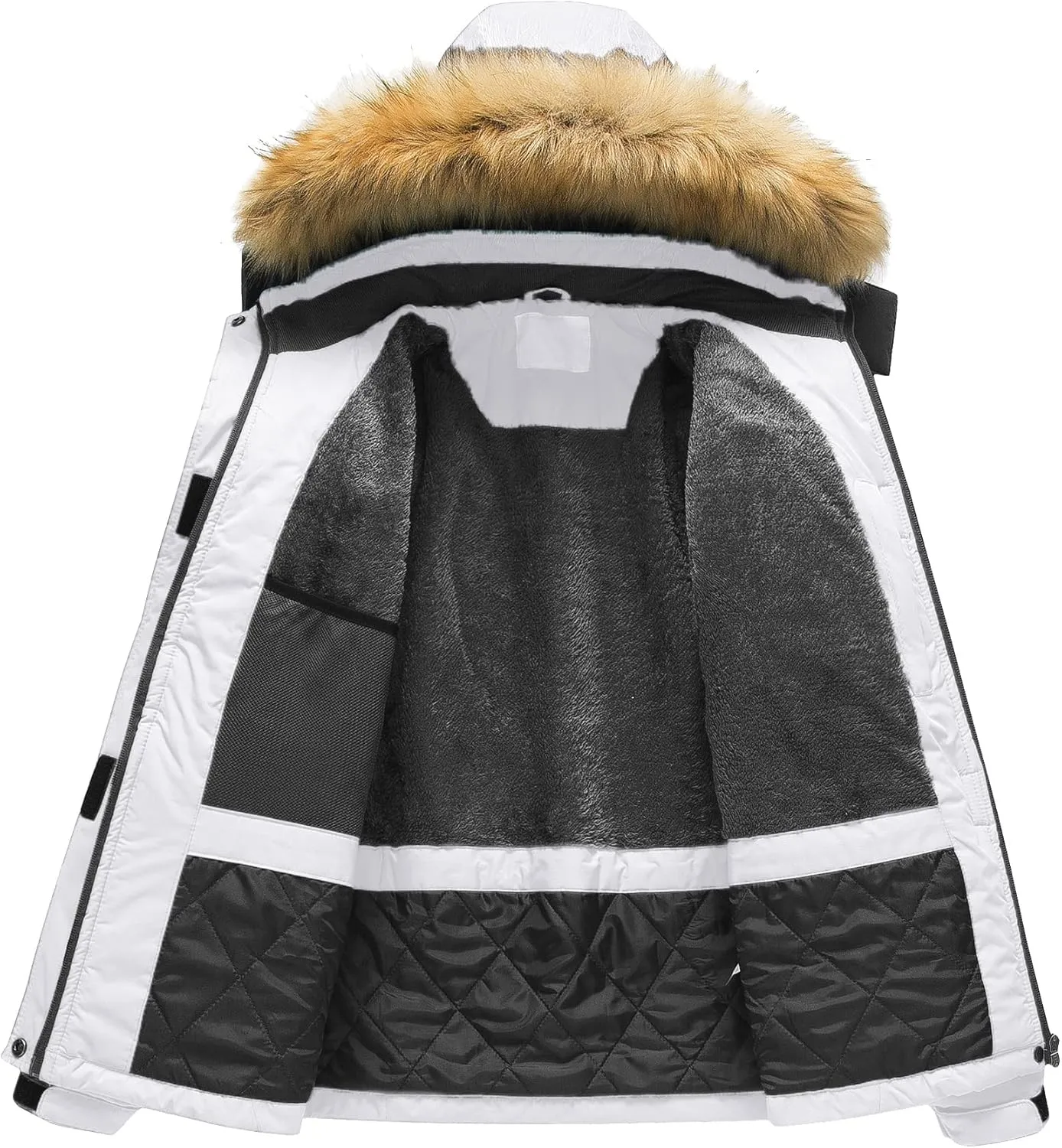 Pursky Women's Waterproof Ski Jacket Winter Snow Coats Fur Hooded Raincoat Parka