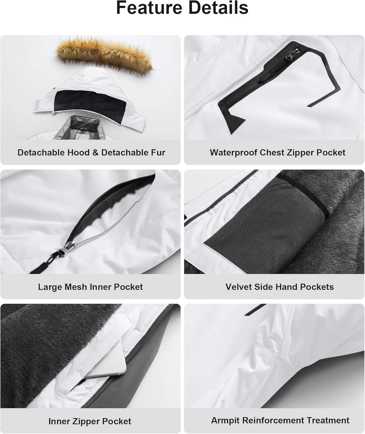 Pursky Women's Waterproof Ski Jacket Winter Snow Coats Fur Hooded Raincoat Parka