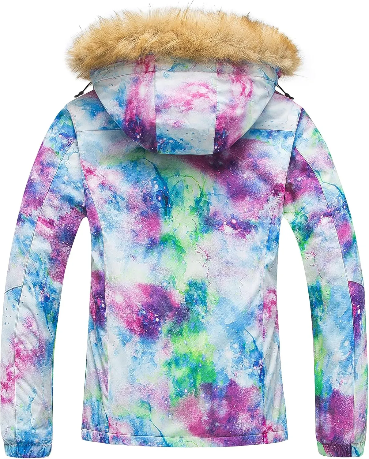 Pursky Women's Waterproof Ski Jacket Winter Snow Coats Fur Hooded Raincoat Parka