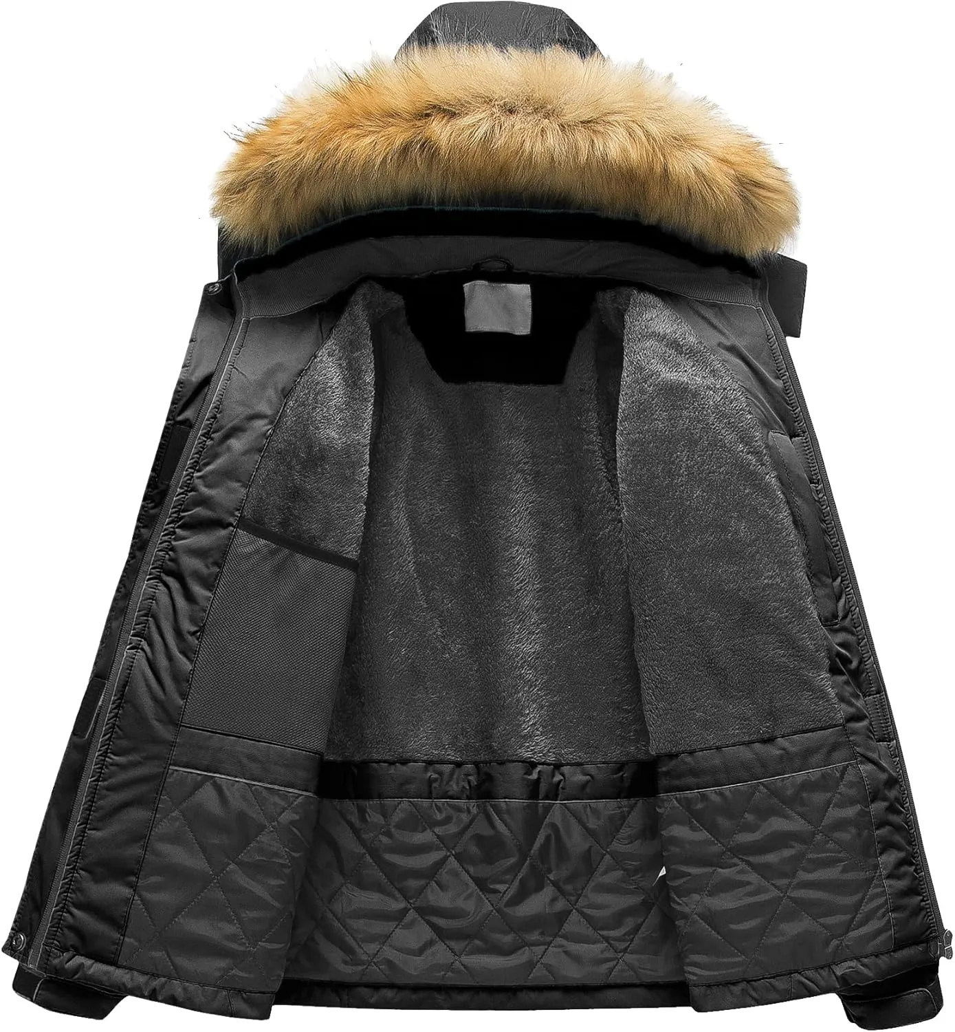 Pursky Women's Waterproof Ski Jacket Winter Snow Coats Fur Hooded Raincoat Parka