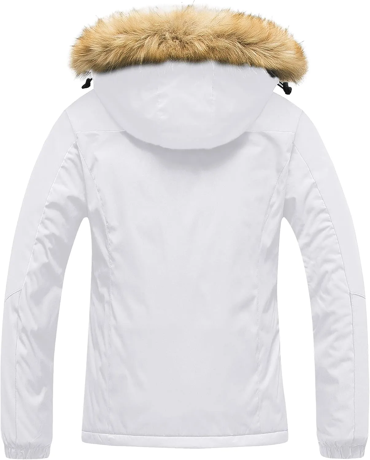 Pursky Women's Waterproof Ski Jacket Winter Snow Coats Fur Hooded Raincoat Parka