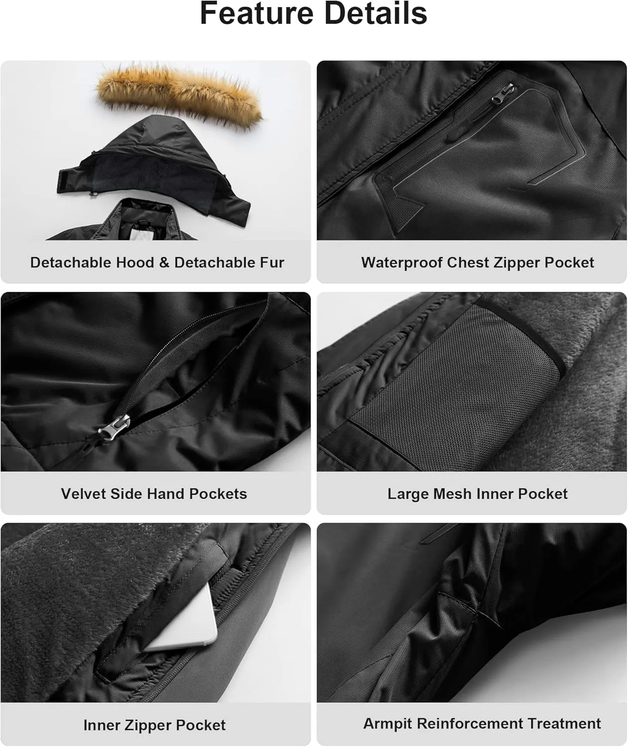 Pursky Women's Waterproof Ski Jacket Winter Snow Coats Fur Hooded Raincoat Parka