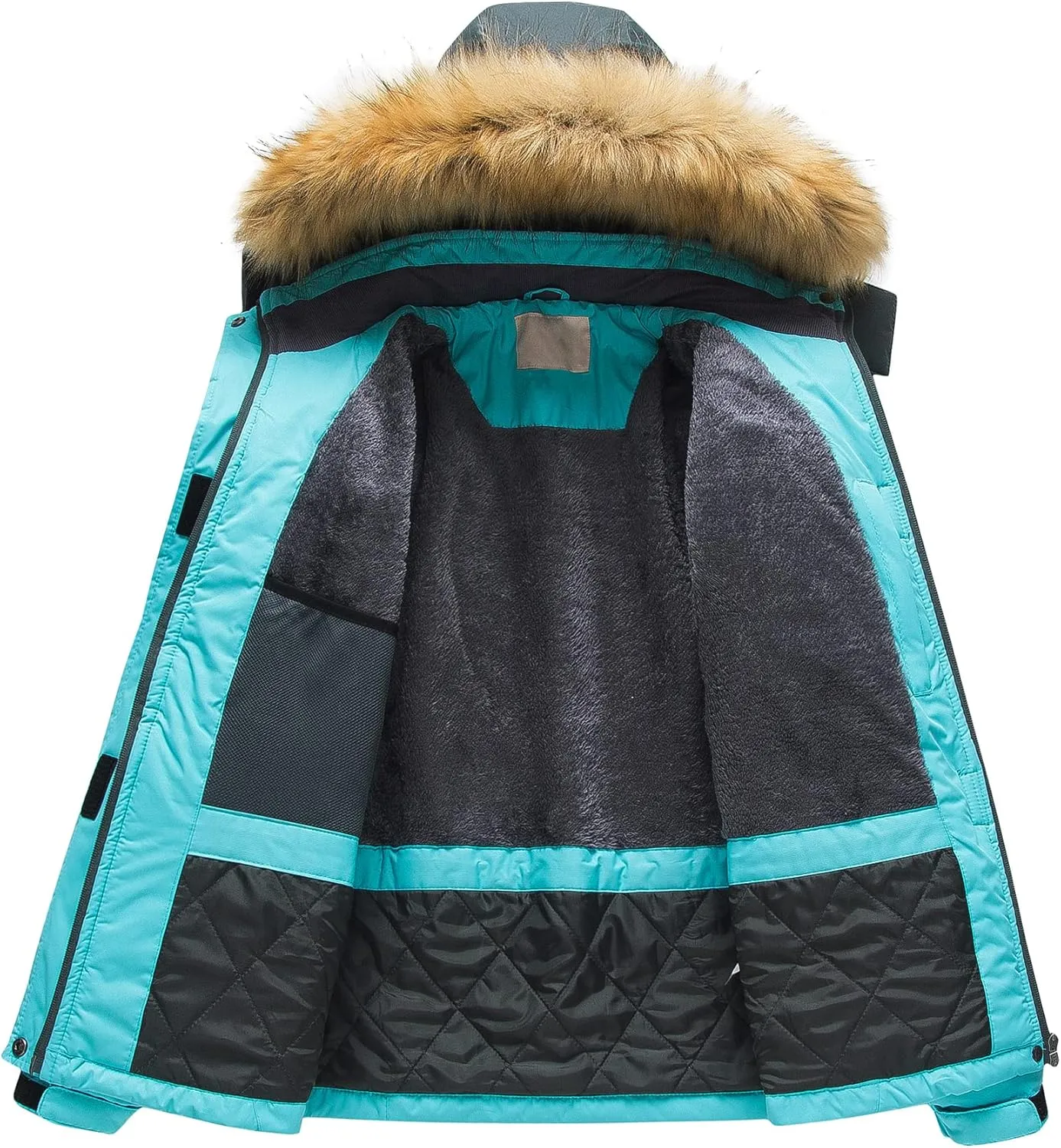 Pursky Women's Waterproof Ski Jacket Winter Snow Coats Fur Hooded Raincoat Parka