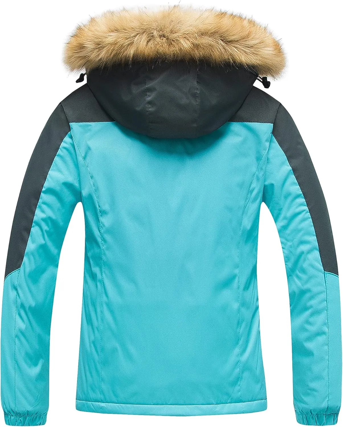 Pursky Women's Waterproof Ski Jacket Winter Snow Coats Fur Hooded Raincoat Parka