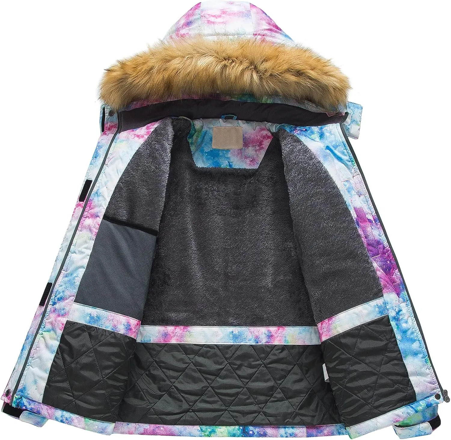 Pursky Women's Waterproof Ski Jacket Winter Snow Coats Fur Hooded Raincoat Parka