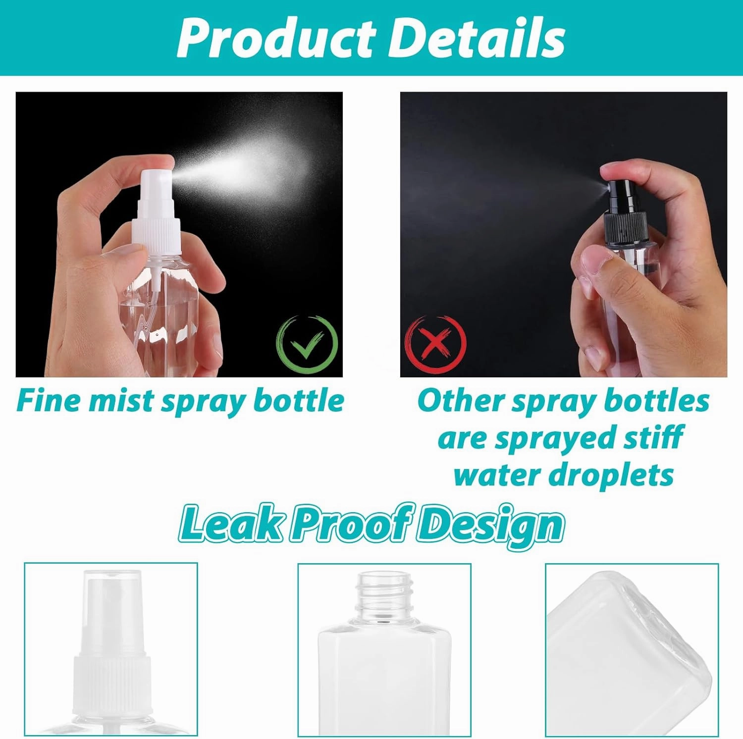QTLCOHD 100 Pack Spray Bottles Small Plastic Spray Bottles 2 oz Mini Travel Size Spray Bottle with Cap Clear Perfume Bottles Refillable Empty Tiny Spray Bottle for Perfume Liquids Essential Oils