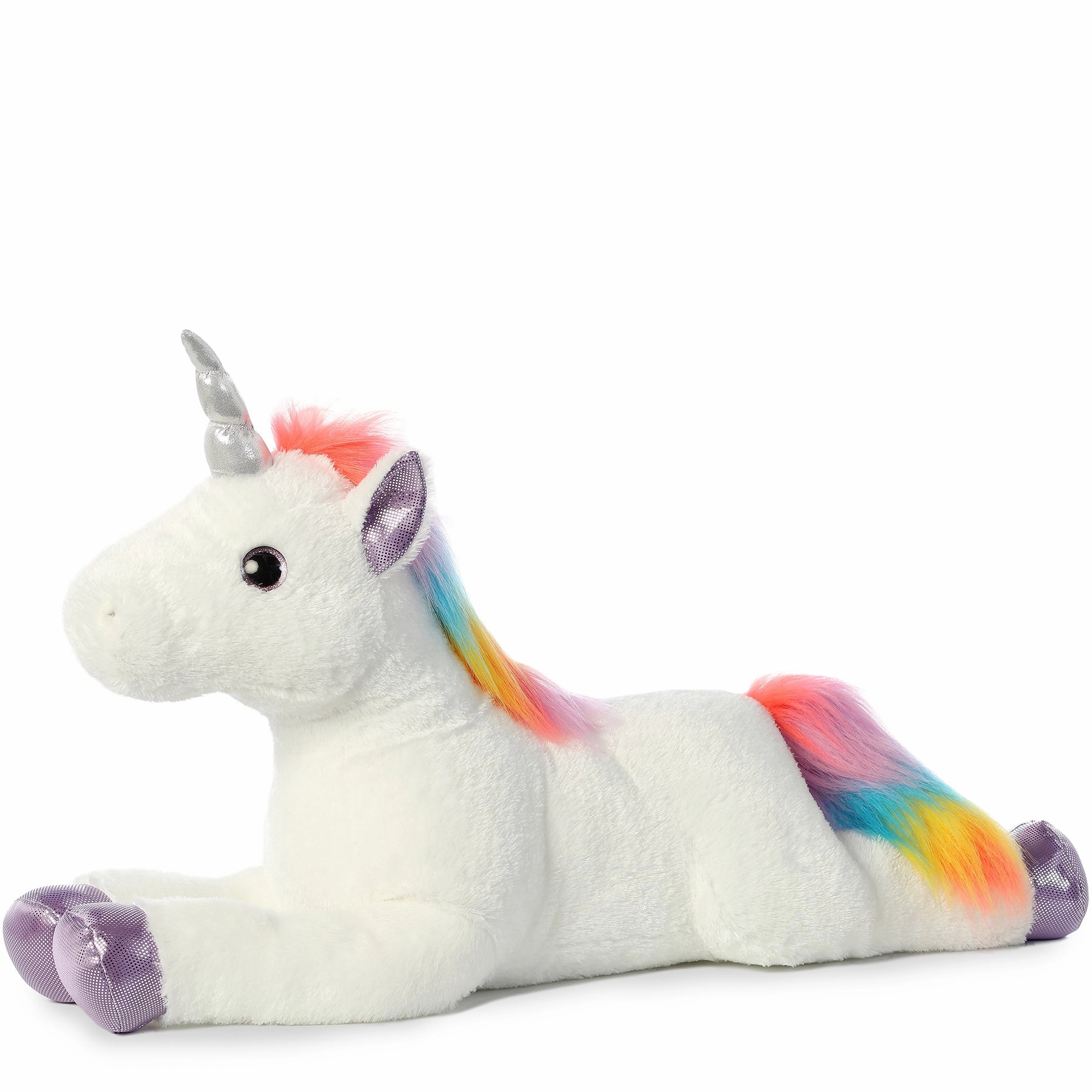 Rainbow Mane White Unicorn 27"