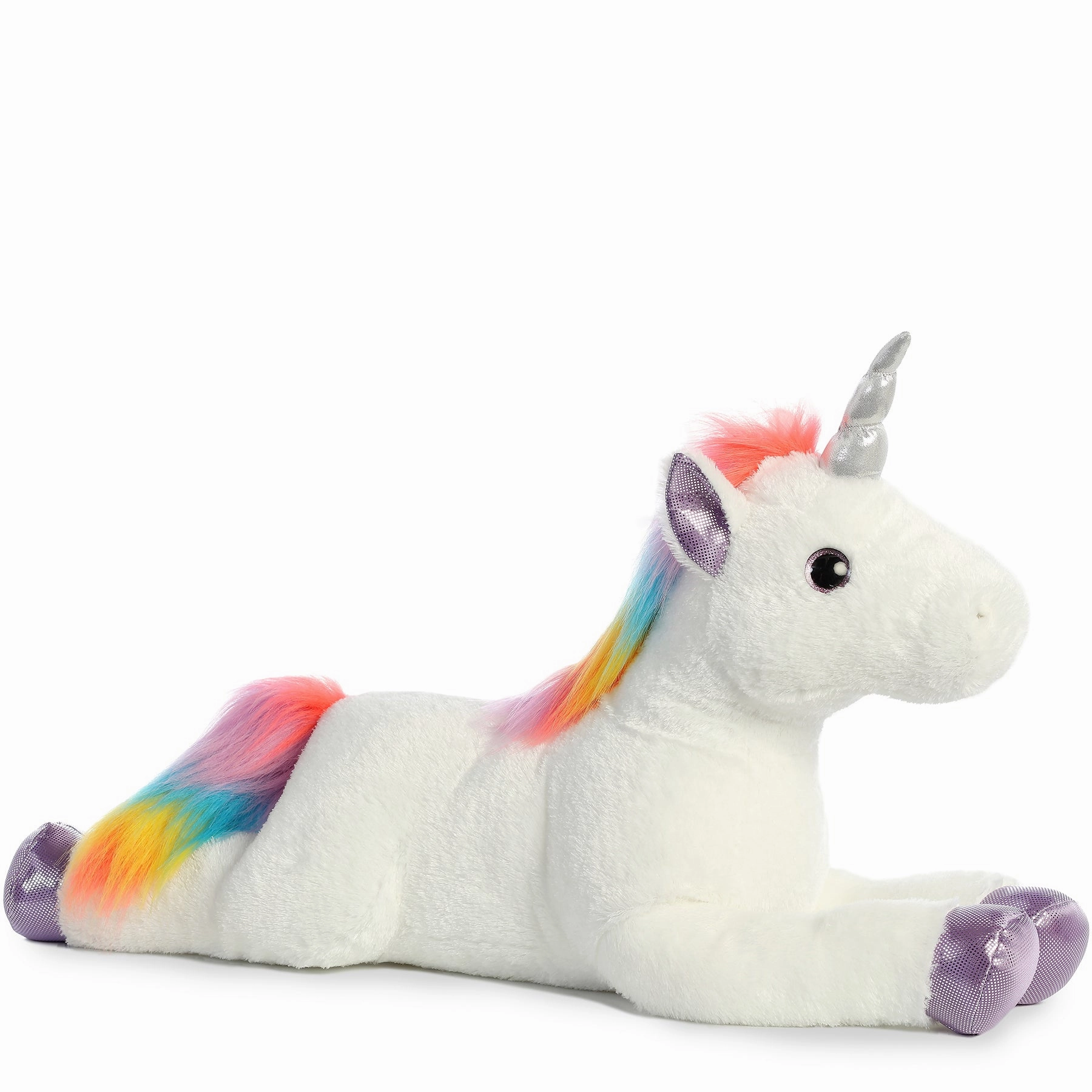 Rainbow Mane White Unicorn 27"