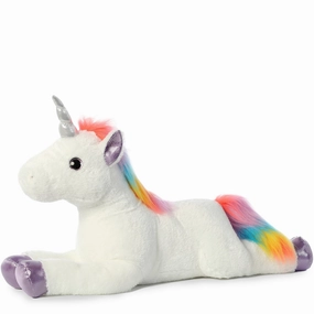 Rainbow Mane White Unicorn 27"
