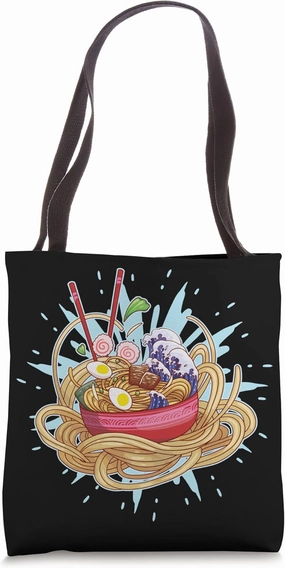 Ramen Wave Fan Japanese Noodles Lover Funny Vintage Passion Tote Bag