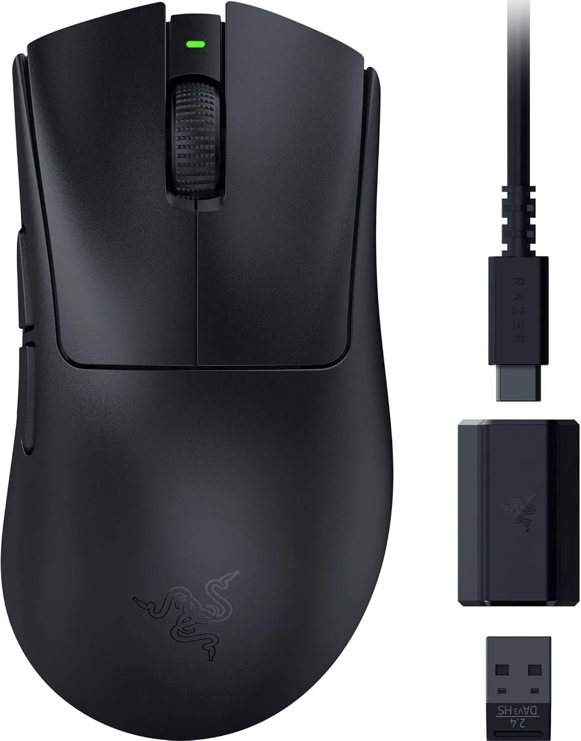 Razer DeathAdder V3 HyperSpeed Wireless Esports Gaming Mouse: 55 g Lightweight - Ergonomic & Smooth Touch Texture - Up to 100 Hr Battery - Gen 3 Optical Switches - Focus X 26K Optical Sensor (Renewed)