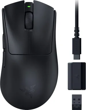 Razer DeathAdder V3 HyperSpeed Wireless Esports Gaming Mouse: 55 g Lightweight - Ergonomic & Smooth Touch Texture - Up to 100 Hr Battery - Gen 3 Optical Switches - Focus X 26K Optical Sensor (Renewed)