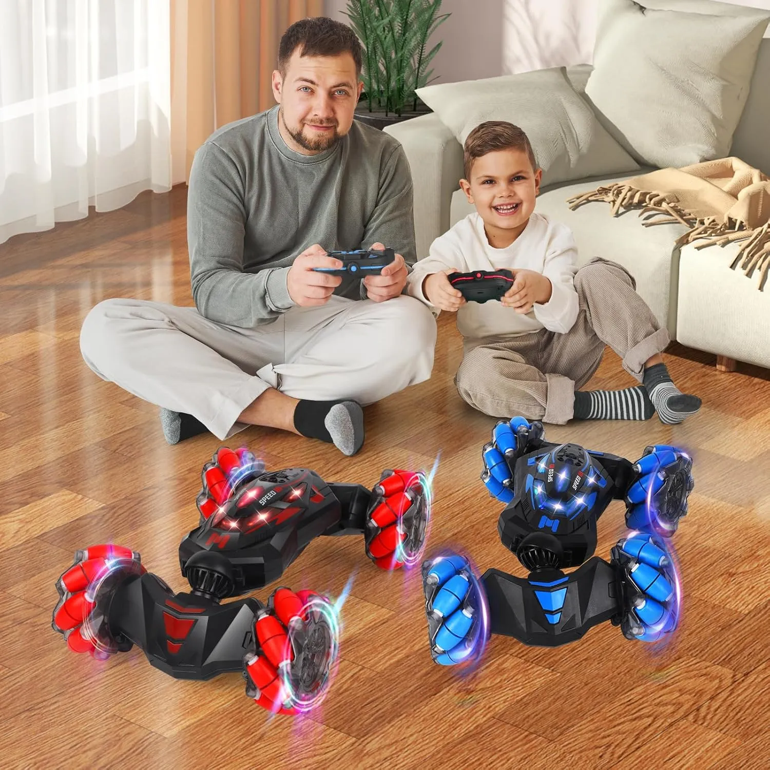 RC Stunt Car, 2.4 GHz 4WD Remote Control Gesture Sensor Toy Cars, Double Sided Rotating Off Road Vehicle 360° Flips with Lights Music, Drift rc car for Boys and Girls 5-13 Birthday