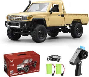 RC Truck 1/12 RC Rock Crawler, MN-82 4x4 Off Road RC Pickup Truck, 2.4GHz Proportional Throttle Steering All Terrain Remote Control Car RTR with Headlights and 2 Batteries for Adults (Yellow)