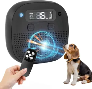 Rechargeable Anti Barking Device for Dog, 60ft Remote Control, Dog Bark Deterrent Devices with Adjustable Modes & Frequencies, Dog Barking Silencer for Indoor/Outdoor