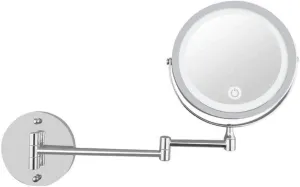 Rechargeable Bathroom Mirrors Wall Mounted with Dimmable Lights, 10X Makeup Mirror with Lights and Magnification, Touch Screen, Double Source Shaving Mirror