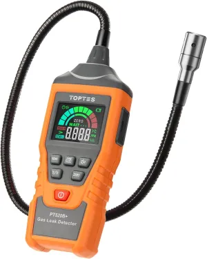 Rechargeable Gas Leak Detector, PT520B  Natural Gas Leak Detector with a 17-inch Probe to Situate Gas Leaks for Propane, Natural Gas, Methane, LPG in RV or Home, Measuring PPM or%LEL - Orange