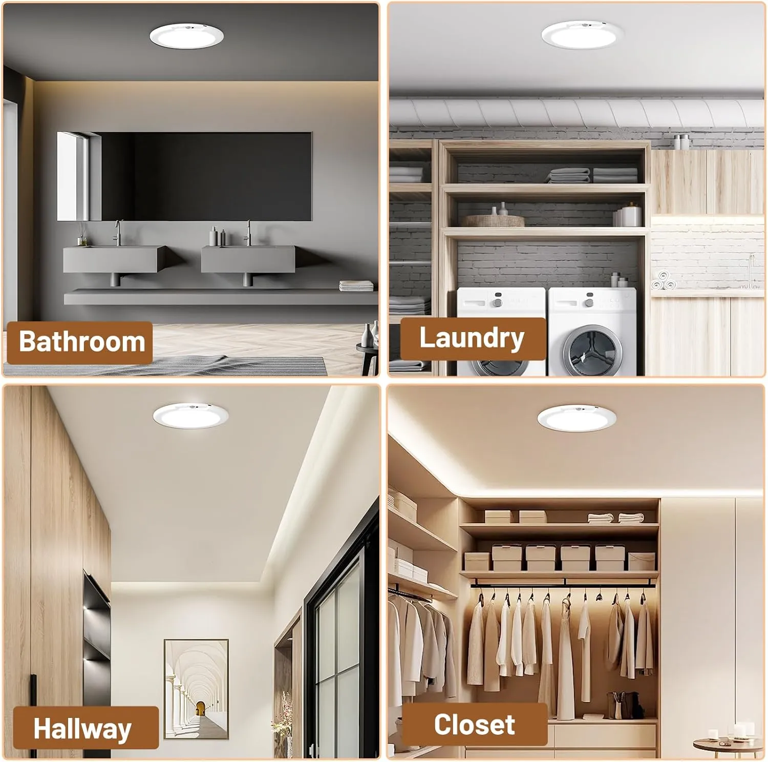 Rechargeable Motion Sensor Ceiling Light, Wireless Battery Operated Ceiling Light, Motion Activated Closet Light with Remote, Magnetic Dimmable Timming, Shower Light for Closet, Bathroom, Pantry, Shed