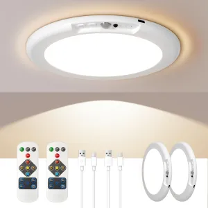 Rechargeable Motion Sensor Ceiling Light, Wireless Battery Operated Ceiling Light, Motion Activated Closet Light with Remote, Magnetic Dimmable Timming, Shower Light for Closet, Bathroom, Pantry, Shed