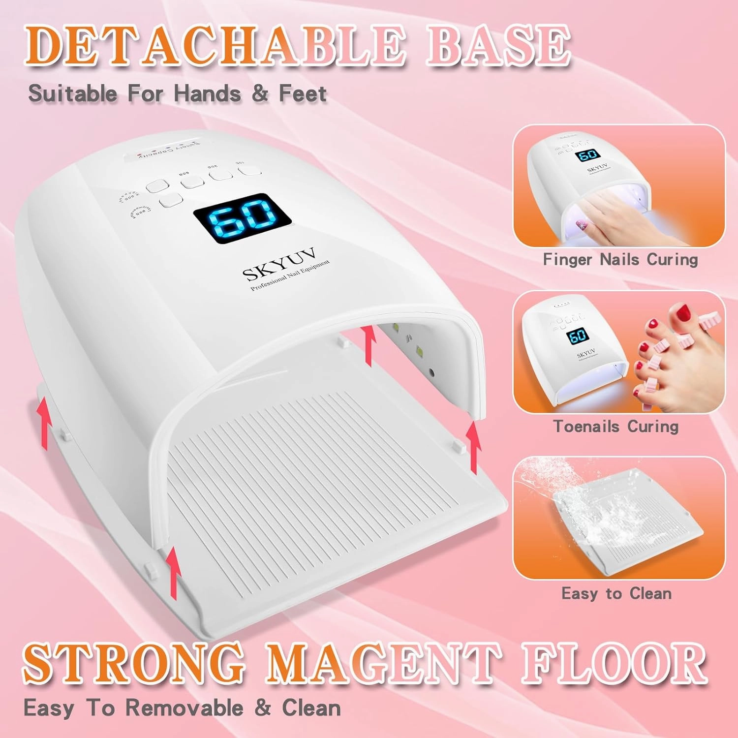 Rechargeable Faster Drying UV LED Nail Lamp, LED Nail Dryer Gel Polish Light Nail Polish Curing LED Nail Dryer Automatic Sensor Professional Nail Light Suitable for Fingernails and Toenails
