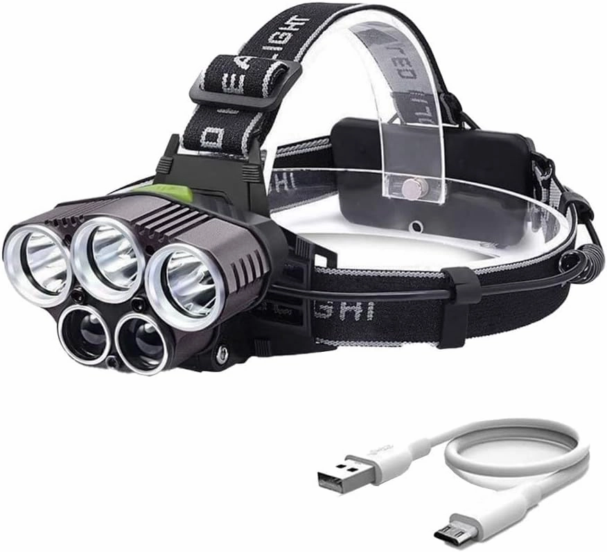 Rechargeable Headlamp,2025 New Upgrade 6 Mode 25000 High Lumen Bright 5 LED Head Lamp with Red White Light,IPX5 Waterproof Headlights,Headlamps for Hiking Hunting Running Fishing Camping