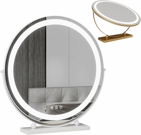 Rechargeable Vanity Mirror with Lights, Vanity Mirror with 3 Color Light, Lighted Makeup Mirror, Large Lighted Makeup Mirror, 360°Rotation Vanity Mirror, for Vanity Desk Tabletop, Smart Touch Control(