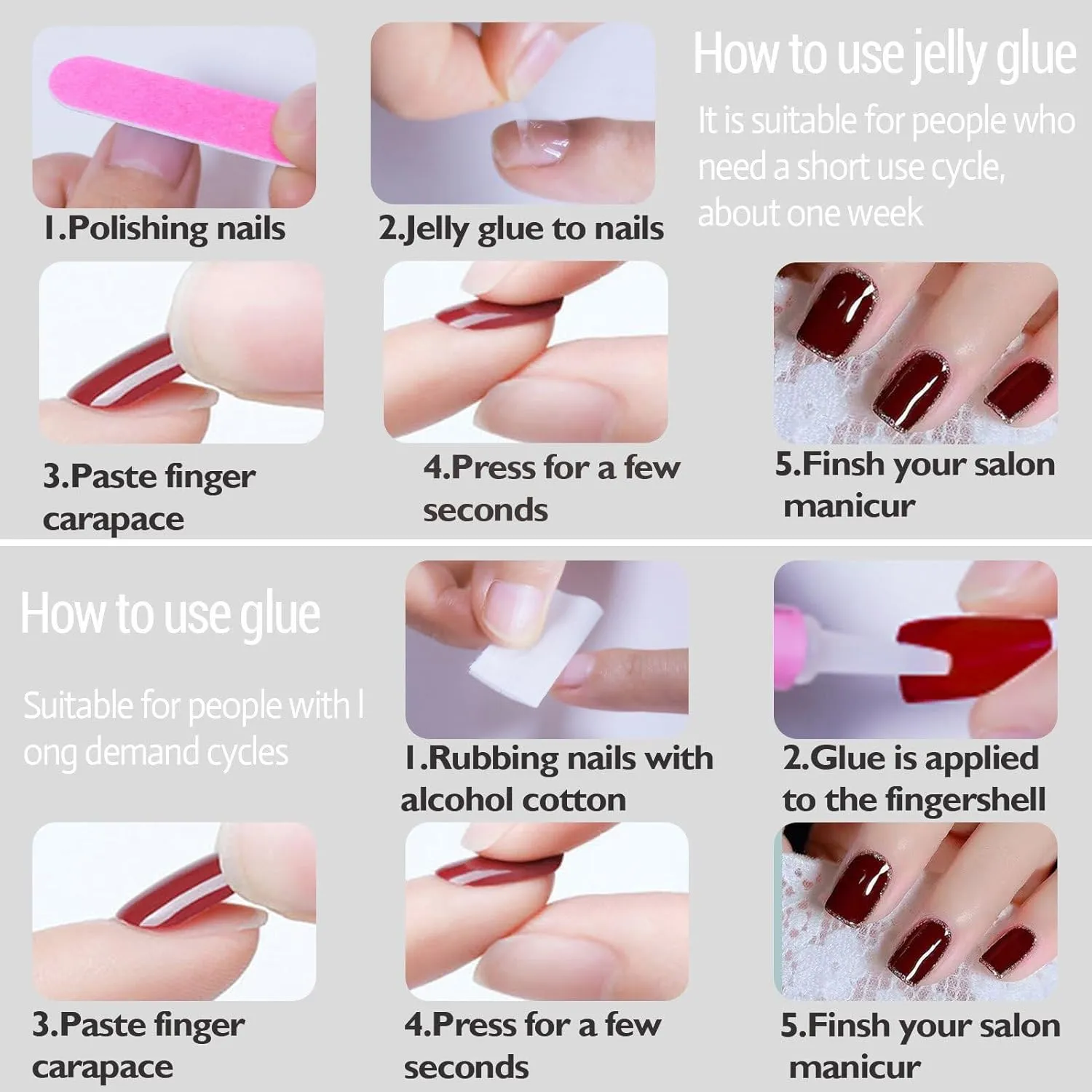 Red French Tip Press On Nails - Almond Press On Nails, Short Fake Nails with Nail Glue, Artificial Nails 16 Sizes - 32Pcs Reusable Soft Gel False Nails Tips Kit,Stick On Nails for Women