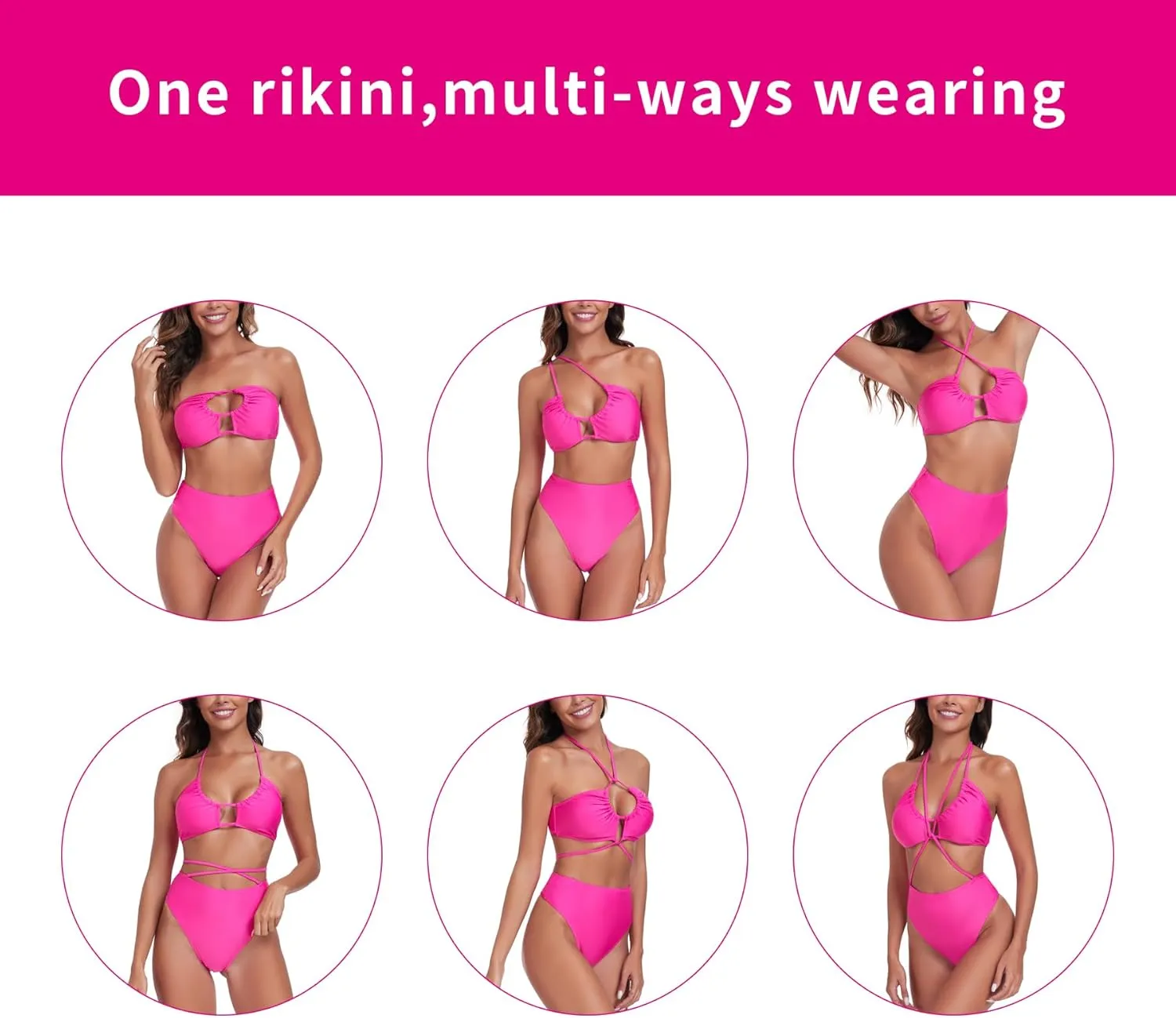 RELLECIGA Women's Adjustable String Halter Two Piece Bathing Suits Multi-Way Bikini Set for Women