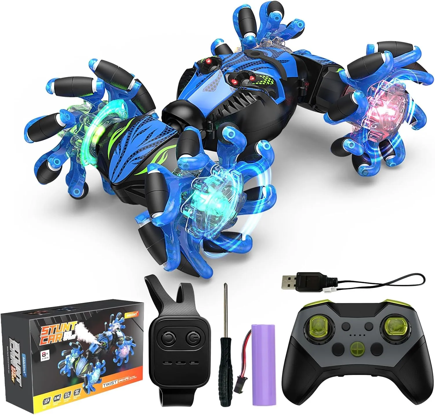 Remote Control Cars, RC Car, RC Stunt Car with Gesture Sensing, 360° Rotation 4WD Drift RC Car, 2.4GHz Remote Control Car, RC Cars with Music Light, RC Drift Car with Hand Control for 8  Year Old Boys