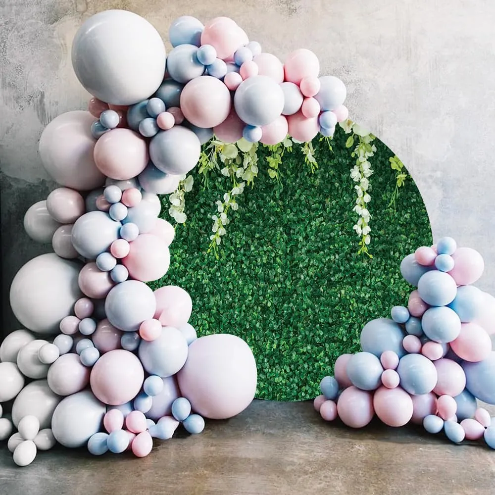 Renaiss 6x6ft Green Wall Round Backdrop for Photoshoot Man Woman Portrait Lily of The Valley White Flowers Circle Photography Background Wedding Baby Shower Birthday Party Decor Photo Booth Prop