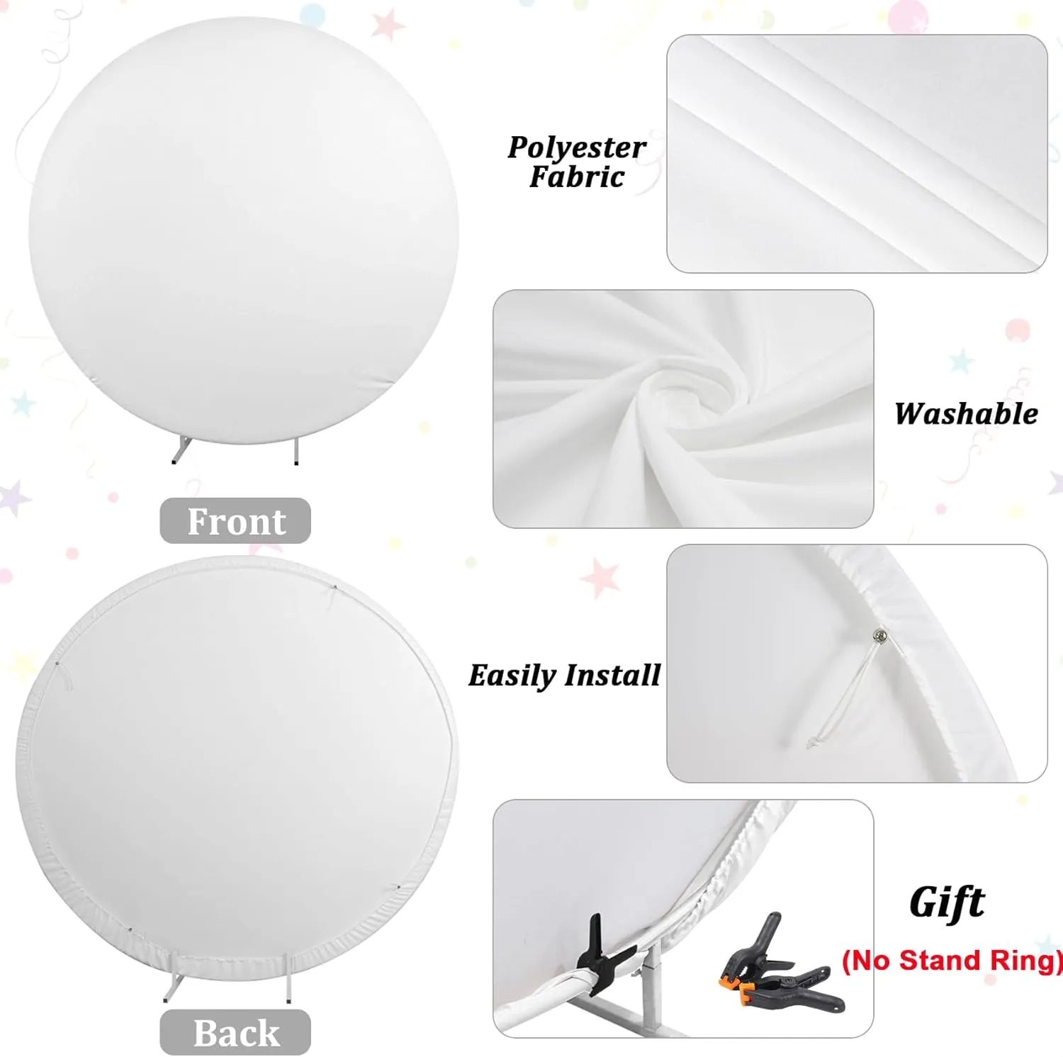 Renaiss 6x6ft Green Wall Round Backdrop for Photoshoot Man Woman Portrait Lily of The Valley White Flowers Circle Photography Background Wedding Baby Shower Birthday Party Decor Photo Booth Prop