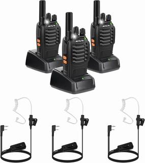 Retevis H-777 Walkie Talkies(3 Pack) with AI Active Noise Cancelling Walkie Talkie Earpiece(3 Pack), 2 Way Radios Long Range, Portable FRS Two-Way Radios, Short Antenna, LED Flashlight