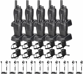 Retevis H-777 Walkie Talkies with Mic(10 Pack) with Walkie Talkie Earpiece(10 Pack), Adults 2 Way Radios Long Range Rechargeable, License-Free, Crystal Audio, for School Work Construction Site