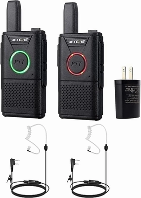 Retevis RT18 Rechargeable Walkie Talkies(2 Pack) with AI Active Noise Reduction Walkie Talkie Earpiece(2 Pack), Portable FRS Two-Way Radios, Dual PTT, Metal Clip, Small Mini Walkie-Talkie