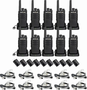 Retevis RT68 Two Way Radio(10 Pack) with Walkie Talkies Earpiece(10 Pack), Compact, Rugged, Heavy Duty 2 Way Radios Rechargeable with USB Charging Base