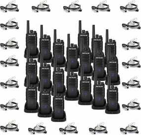 Retevis RT68H Long Range Walkie Talkies(20 Pack) with Walkie Talkies Earpiece(20 Pack), Two Way Radio Rechargeable, Visualization, Ease of use, Hidden LED Display, Keylock, VOX