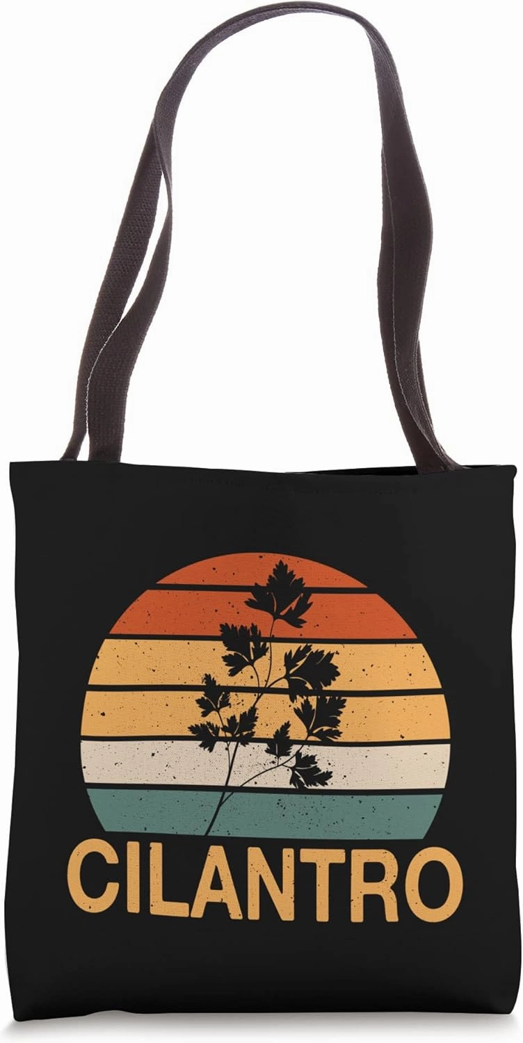 Retro Cilantro Design Love Gardening Herbs Tote Bag