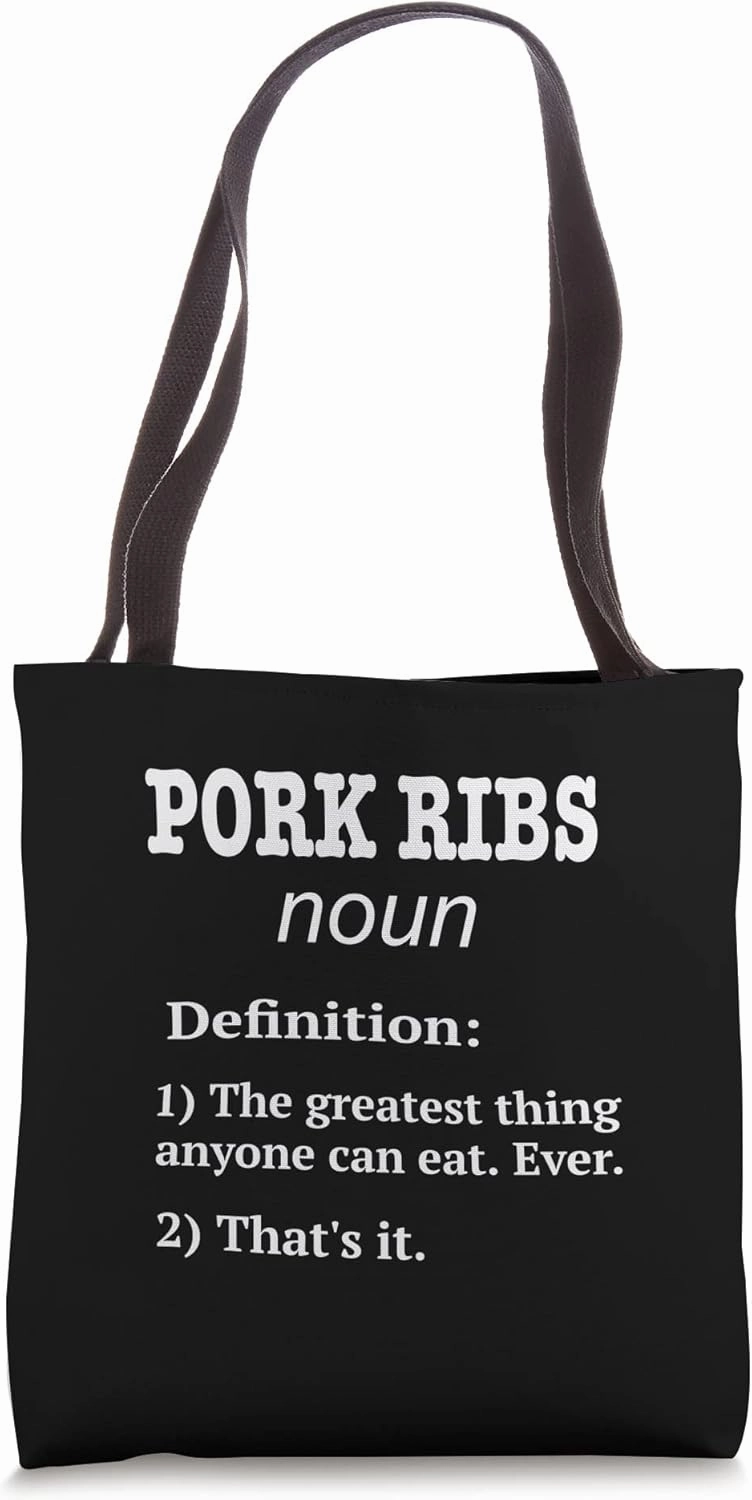 Retro Pork Ribs Design. Funny Pork Ribs Fan Fake Definition Tote Bag