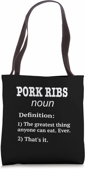 Retro Pork Ribs Design. Funny Pork Ribs Fan Fake Definition Tote Bag