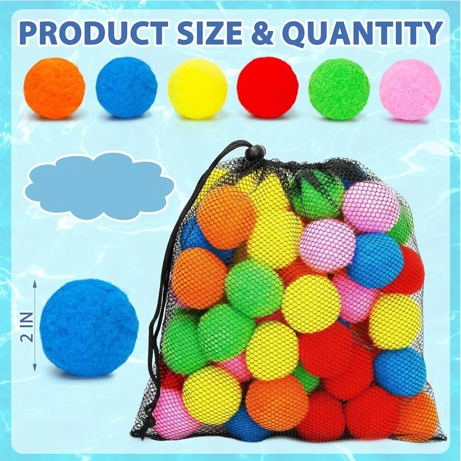 Reusable Water Sponge Balls, Kiddospace Reusable Water Sponge Balls, 2.4 Inch Soft Soaker Ball Fake Snowballs for Outdoor Toys and Games, Soft & Quick Hydration, Backyard Games