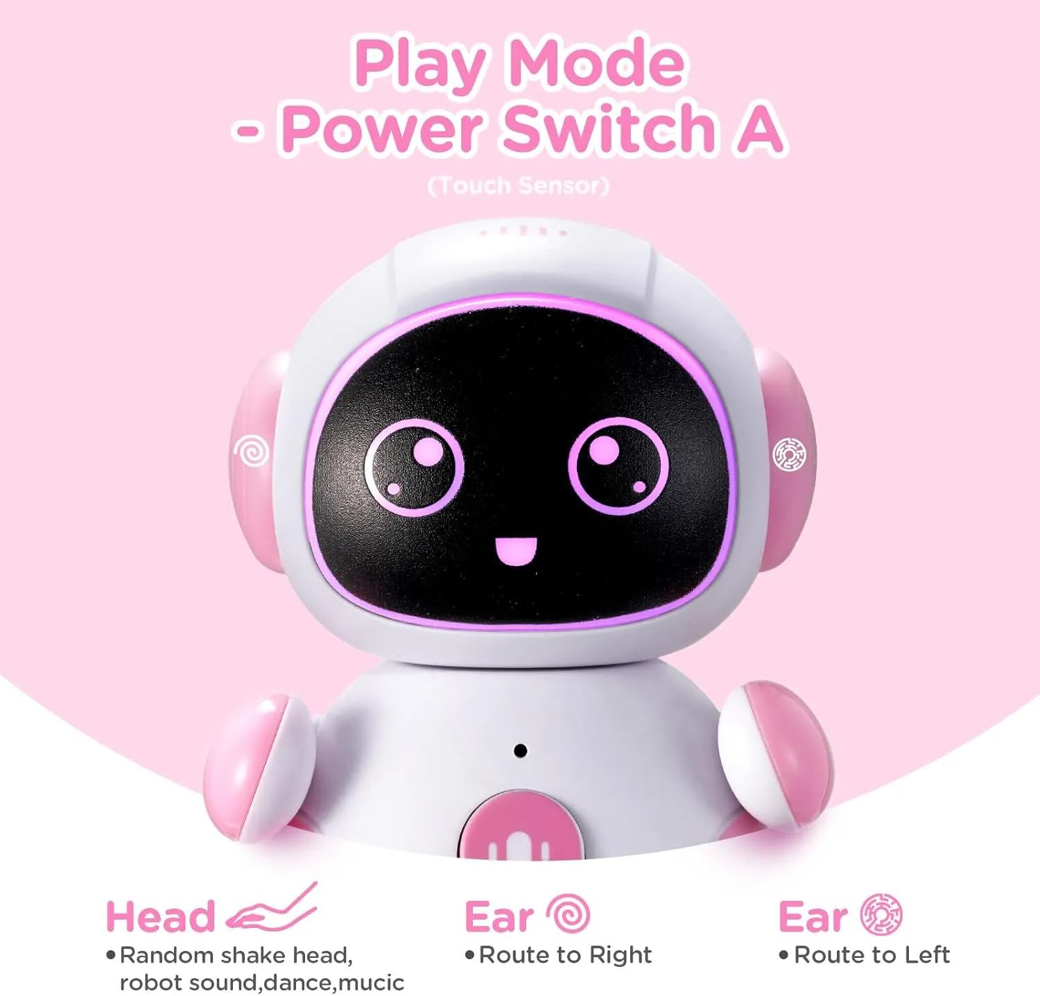 Robot Toys for Girls, Rechargeable Smart Robots for Kids, Intelligent Robot with Path Finding, Touch Sensor, Dancing, Recording, Shining LED Eyes for 3,4,5,6 Year Old