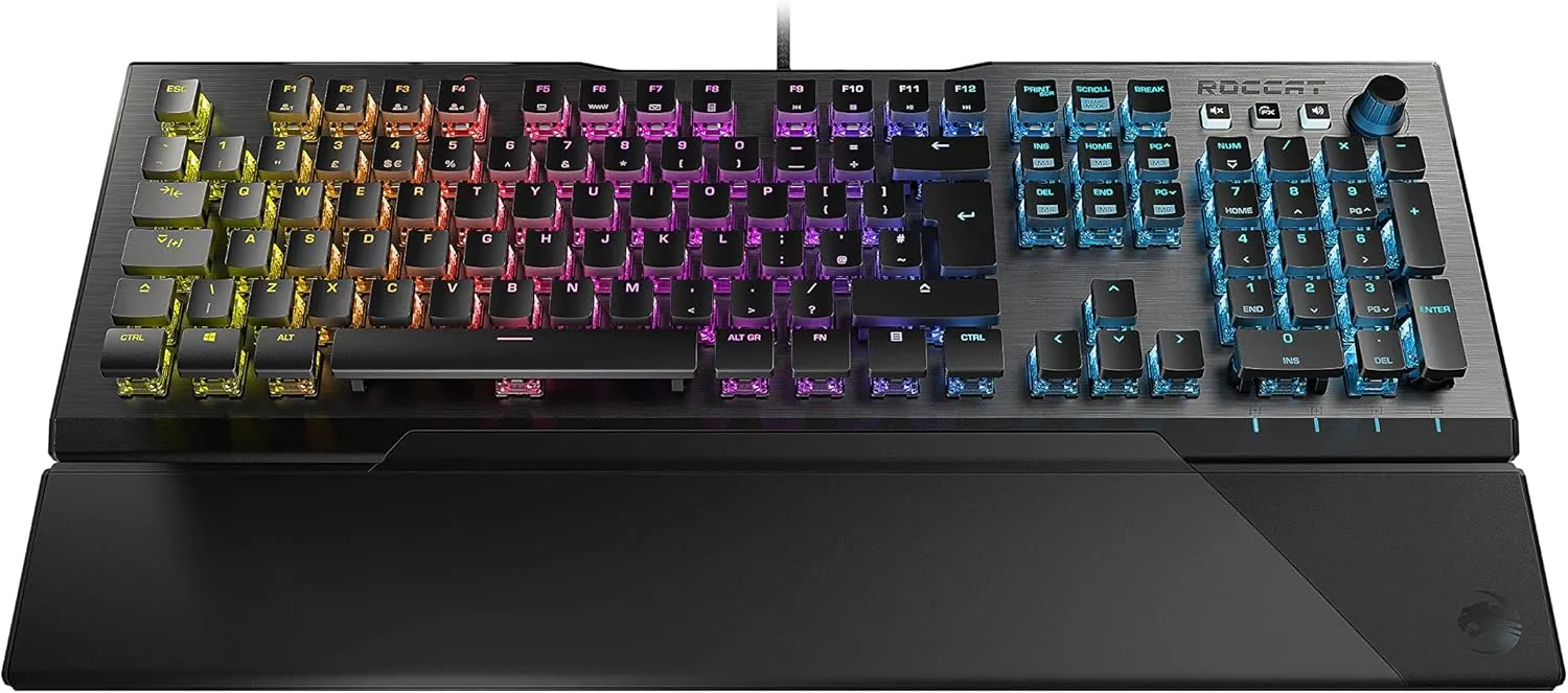 ROCCAT Vulcan 120 - Mechanical RGB Gaming Keyboard, AIMO LED Per-Key lighting, ROCCAT Titan switches, durable design (aluminum top plate), multimedia wheel, detachable wrist rest