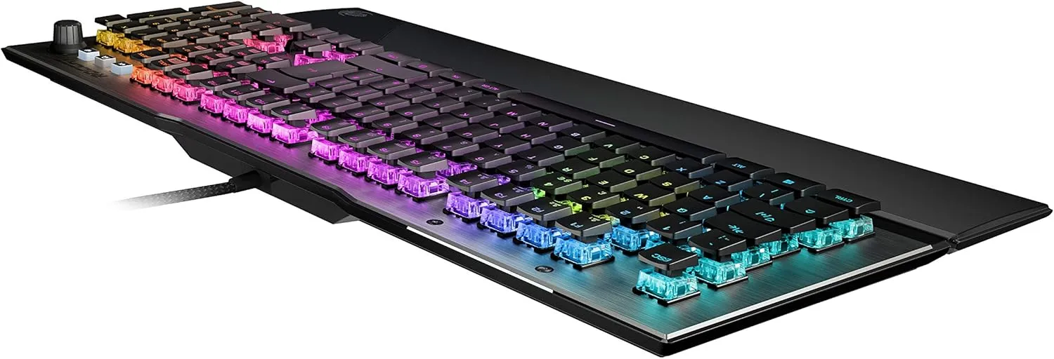 ROCCAT Vulcan 120 - Mechanical RGB Gaming Keyboard, AIMO LED Per-Key lighting, ROCCAT Titan switches, durable design (aluminum top plate), multimedia wheel, detachable wrist rest