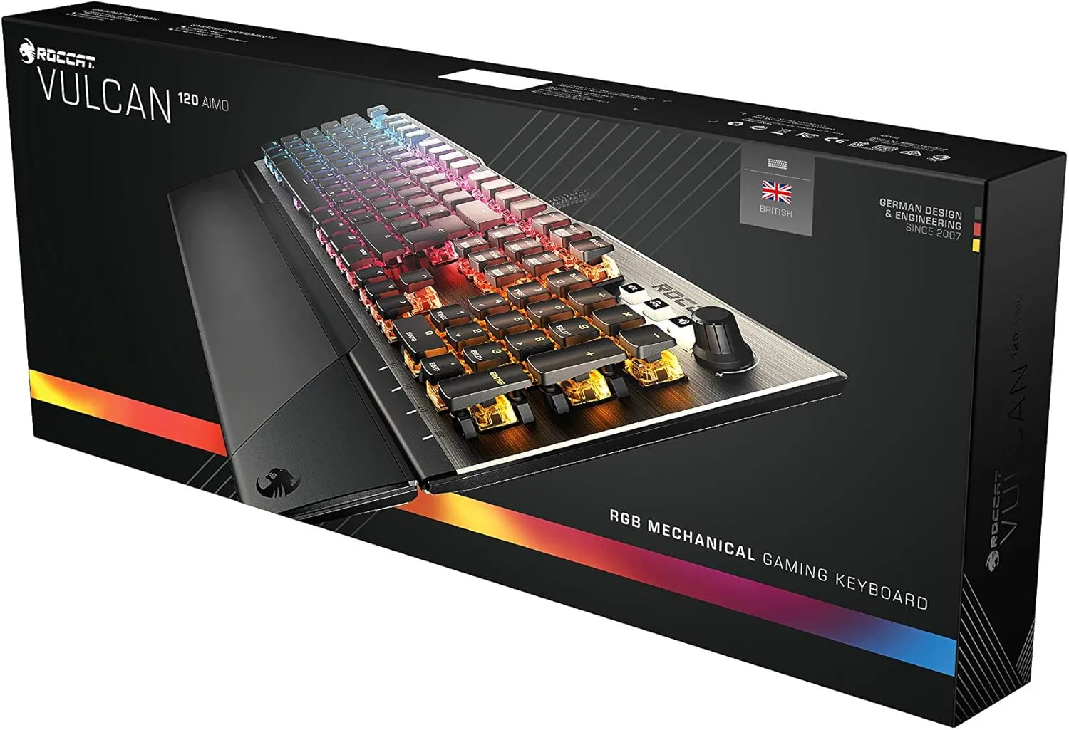 ROCCAT Vulcan 120 - Mechanical RGB Gaming Keyboard, AIMO LED Per-Key lighting, ROCCAT Titan switches, durable design (aluminum top plate), multimedia wheel, detachable wrist rest