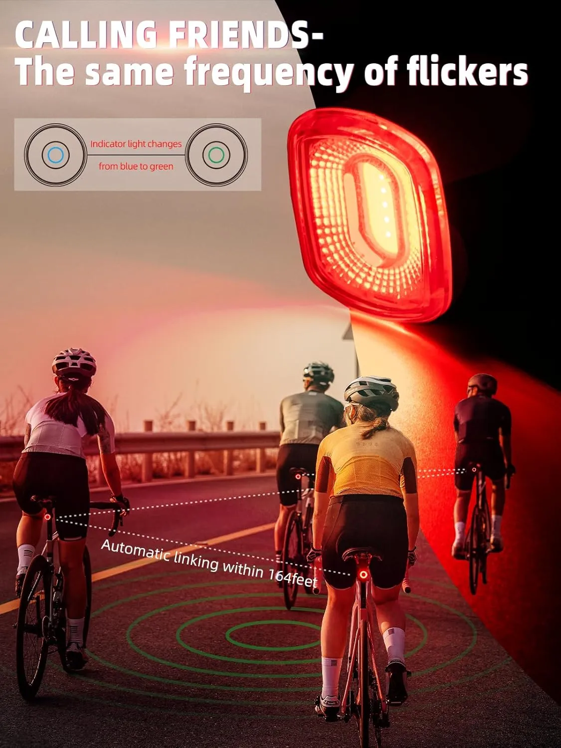 ROCKBROS Smart Bike Tail Light Brake Sensing Bicycle Rear Lights for Night Riding with IPX6 Waterproof, Type C USB Rechargeable