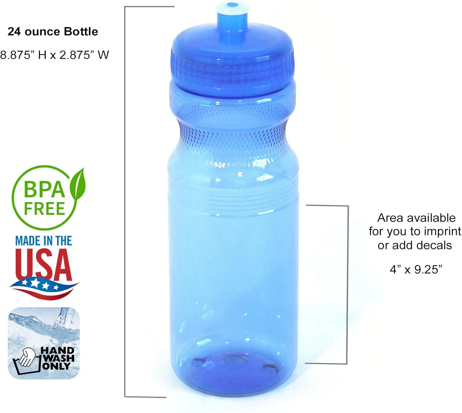 Rolling Sands BPA-Free 24 Ounce Water Bottles, Bulk 100 Pack, Made in USA